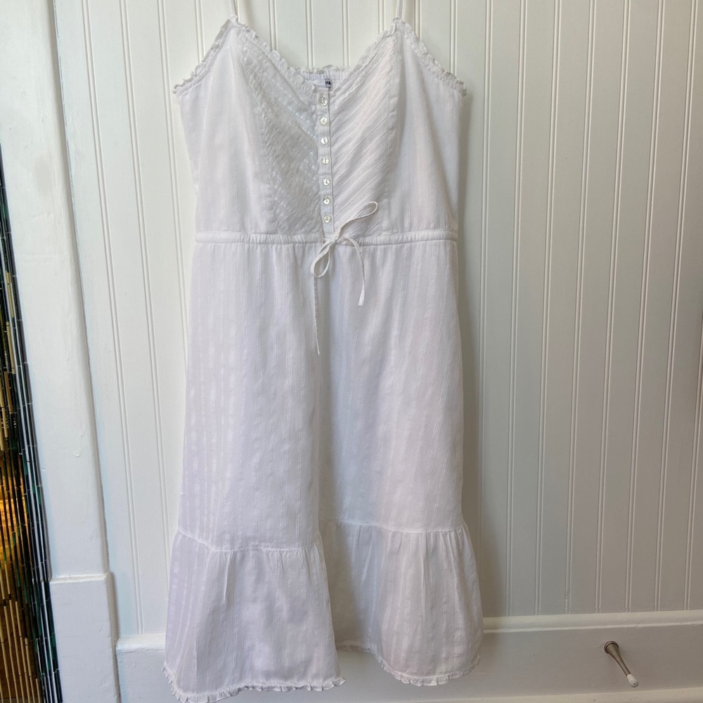 H&M White Strapless Button-Front Sundress with Waist Tie - Picture 2 of 7